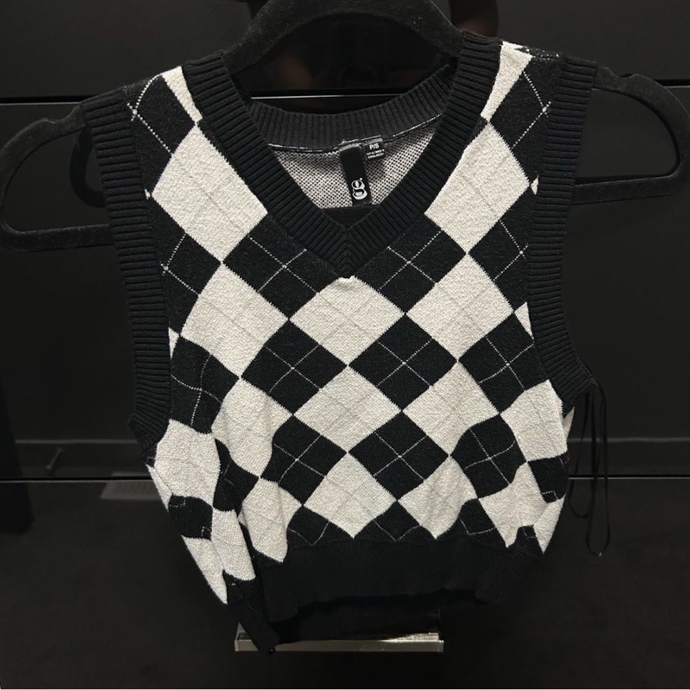 Garage Black and White Argyle Sweater Vest